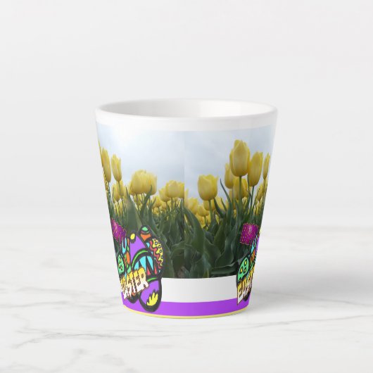 Happy Easter Yellow Tulips Design Latte Mok (Voorkant)