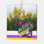 Happy Easter Yellow Tulips Design Ornaming Keramisch Ornament (Links)