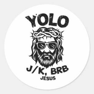 Happy Easter Yolo Jk Brb Jesus Christelijke Mannen Ronde Sticker