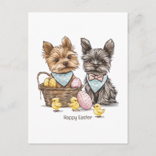 Happy Easter Yorkshire Terriër honden Briefkaart (Voorkant)