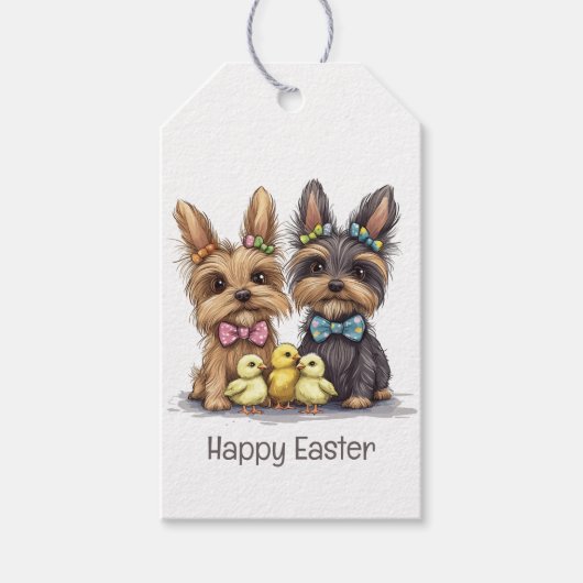 Happy Easter Yorkshire Terriër honden Cadeaulabel (Voorkant)