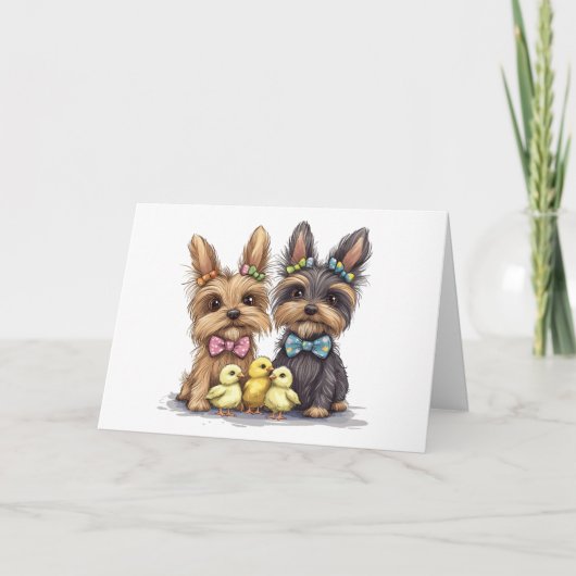 Happy Easter Yorkshire Terriër honden Kaart (Voorkant)