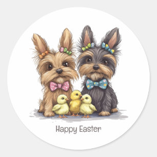 Happy Easter Yorkshire Terriër honden Ronde Sticker