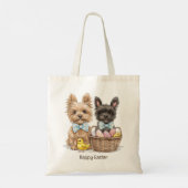 Happy Easter Yorkshire Terriër honden Tote Bag (Achterkant)