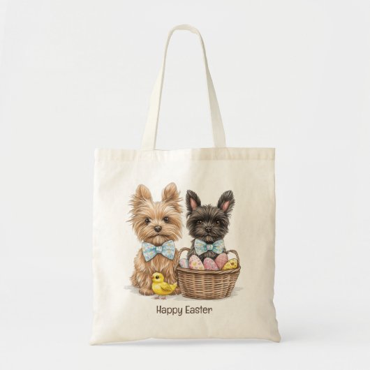Happy Easter Yorkshire Terriër honden Tote Bag (Voorkant)