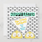 "Happy Easter you Crazy Chickens" | Pasen Feestdagenkaart (Voorkant)