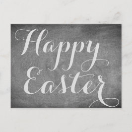 Happy Easter Zwart Wit Krijtbord Typografie Feestdagenkaart