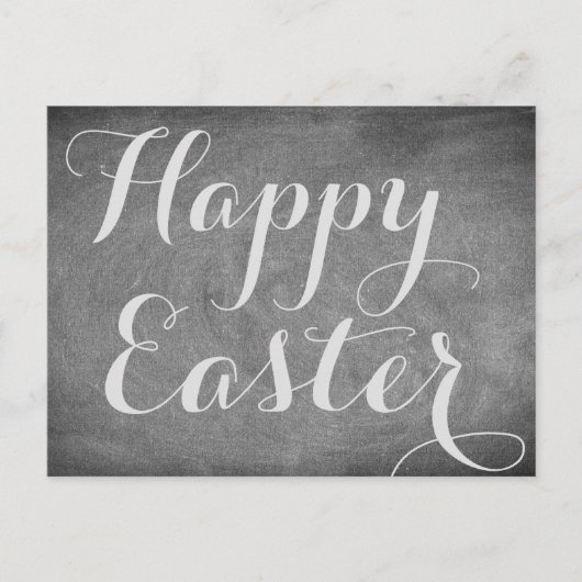 Happy Easter Zwart Wit Krijtbord Typografie Feestdagenkaart (Voorkant)
