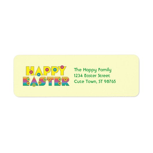 Happy Eastermet Flowers Etiket (Voorkant)