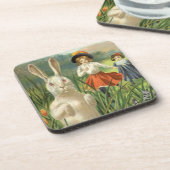 Happy Eastertide  Paasbunny en kinderen Bier Onderzetter (Linkerzijde)