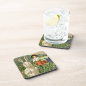 Happy Eastertide  Paasbunny en kinderen Bier Onderzetter (Rechterzijde)