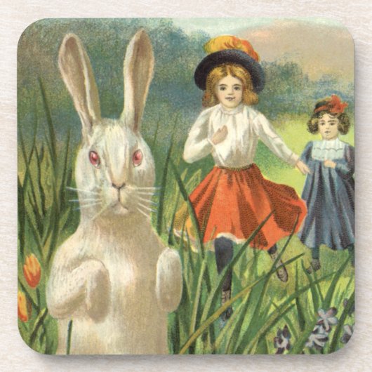 Happy Eastertide  Paasbunny en kinderen Bier Onderzetter (Voorkant)