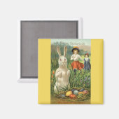 Happy Eastertide  Paasbunny en kinderen Magneet (Voorkant / Achterkant)