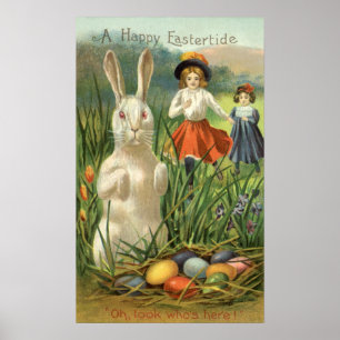 Happy Eastertide  Paasbunny en kinderen Poster
