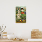 Happy Eastertide Paasbunny en kinderen Poster (Keuken)