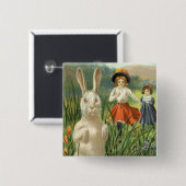 Happy Eastertide  Paasbunny en kinderen Vierkante Button 5,1 Cm (Voorkant /achterkant)