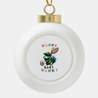 Happy Eastrawer - Dinosur t-shirt design Keramische Bal Ornament