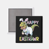 Happy Eastrawer T Rex Easter Dinosaur Bunny Egg Magneet (Voorkant / Achterkant)