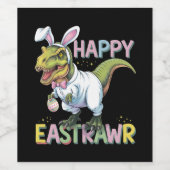 Happy Eastrawer T Rex Easter Dinosaur Bunny Egg Wijn Etiket (Enkel label)