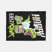 Happy Eastrawr Cute Trex Dinosaur Easter Bunny Egg Fleece Deken (Voorkant (Horizontaal))