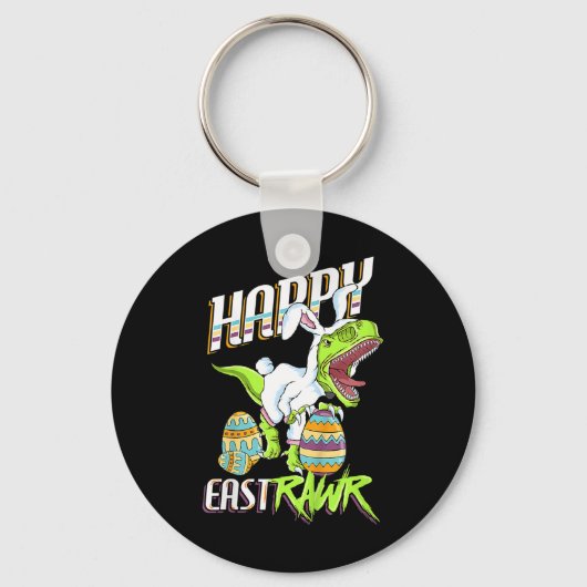Happy Eastrawr Cute Trex Dinosaur Easter Bunny Egg Sleutelhanger (Voorkant)