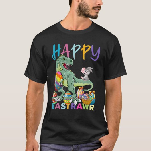 Happy Eastrawr Cute Trex Dinosaur Easter Bunny Egg T-shirt (Voorkant)