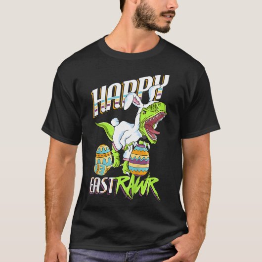 Happy Eastrawr Cute Trex Dinosaur Easter Bunny Egg T-shirt (Voorkant)