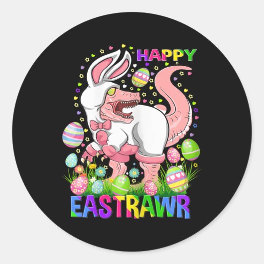 Happy Eastrawr Funny T Rex Easter Day Dinosaur  Ronde Sticker (Voorkant)