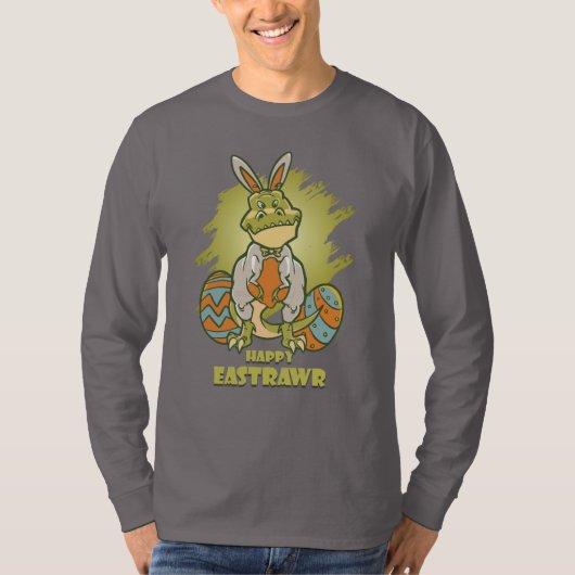 Happy Eastrawr | Mannen Lange hoeve T-shirt (Voorkant)