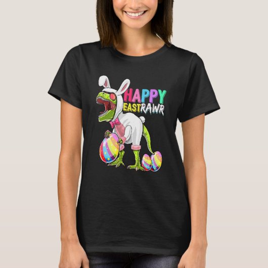 Happy Eastrawr Rex Dinosaur Easter Bunny Egg Costu T-shirt (Voorkant)