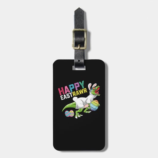 Happy Eastrawr T Rex Dinosaur Easter Bunny Egg Bagagelabel (Voorkant verticaal)