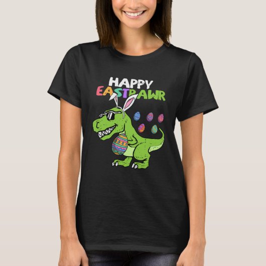 Happy Eastrawr T Rex Dinosaur Easter Bunny Egg Boy T-shirt (Voorkant)