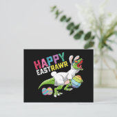 Happy Eastrawr T Rex Dinosaur Easter Bunny Egg Briefkaart (Staand voorkant)