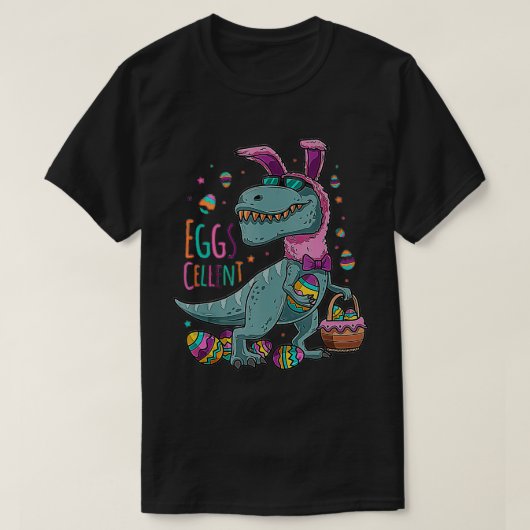 Happy Eastrawr T Rex Dinosaur Easter Bunny Egg Cel T-shirt (Design voorkant)