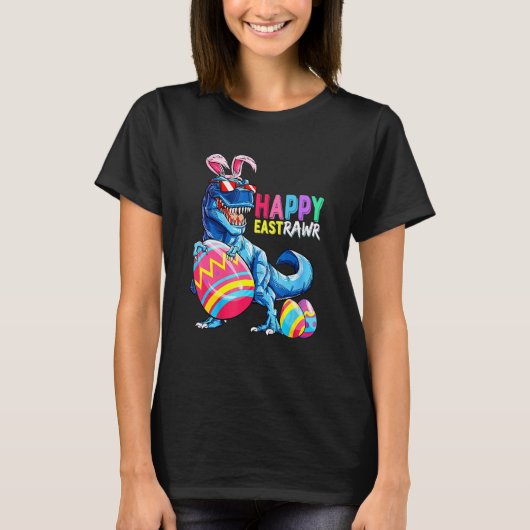 Happy Eastrawr T Rex Dinosaur Easter Bunny Egg Cos T-shirt (Voorkant)
