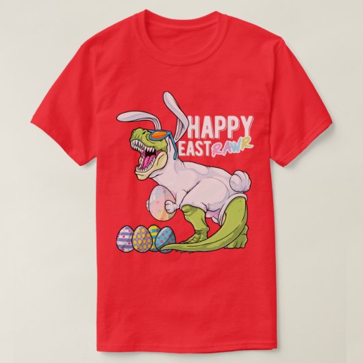 Happy Eastrawr T Rex Dinosaur Easter Bunny Egg Cos T-shirt (Design voorkant)