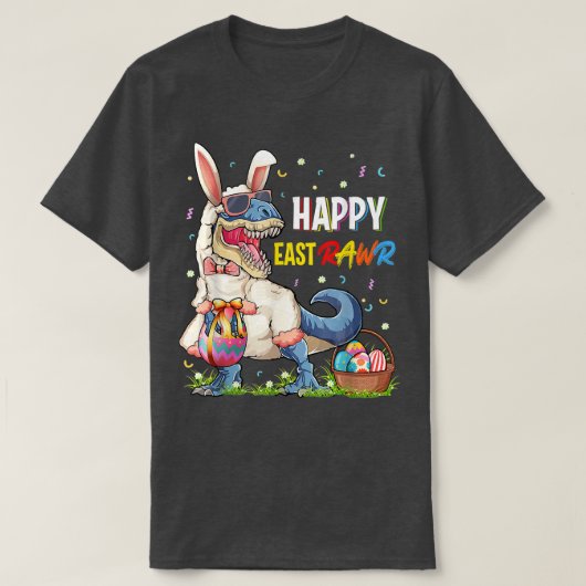Happy Eastrawr T Rex Dinosaur Easter Bunny Egg Cos T-shirt (Design voorkant)