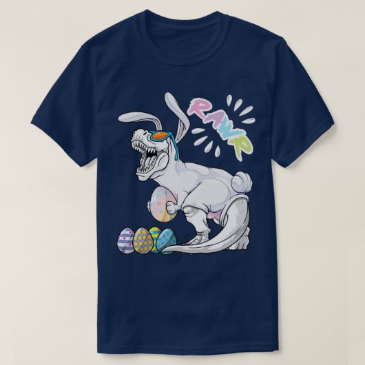Happy Eastrawr T Rex Dinosaur Easter Bunny Egg Cos T-shirt (Design voorkant)