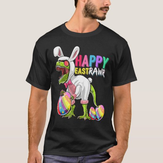 Happy Eastrawr T Rex Dinosaur Easter Bunny Egg Cos T-shirt (Voorkant)
