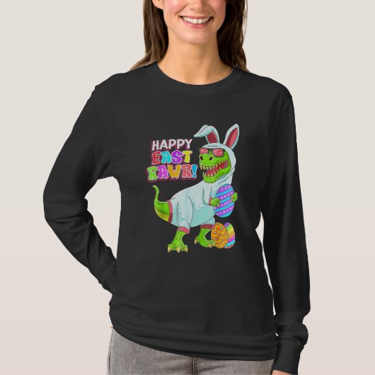 Happy Eastrawr T Rex Dinosaur Easter Bunny Egg Cos T-shirt (Voorkant)