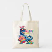 Happy Eastrawr T Rex Dinosaur Easter Bunny Egg Cos Tote Bag (Achterkant)