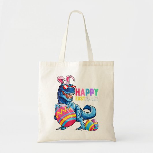 Happy Eastrawr T Rex Dinosaur Easter Bunny Egg Cos Tote Bag (Voorkant)
