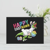 Happy Eastrawr T Rex Dinosaur Easter Bunny Egg Kaart (Staand voorkant)