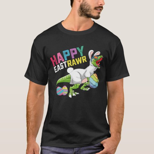 Happy Eastrawr T Rex Dinosaur Easter Bunny Egg T-shirt (Voorkant)