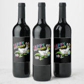Happy Eastrawr T Rex Dinosaur Easter Bunny Egg Wijn Etiket (Flessen)
