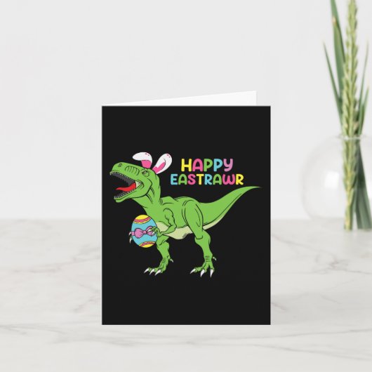 Happy Eastrawr T Rex Easter Bunny Dinosaur Eggs Bo Kaart (Voorkant)