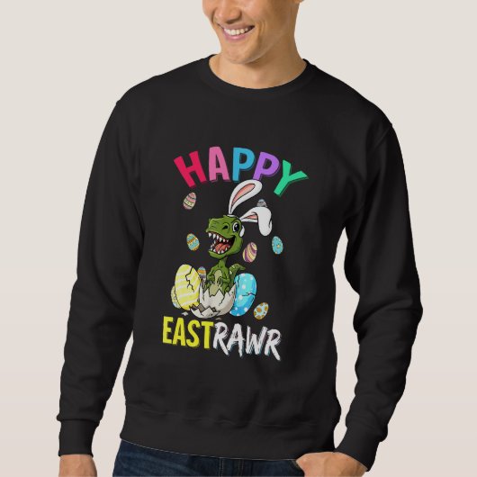Happy Eastrawr T Rex Easter Bunny Dinosaur Eggs Bo Trui (Voorkant)