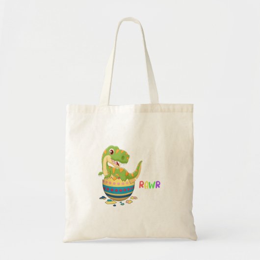 Happy eastrawrex dinosaurussen die eitensoep hebbe tote bag (Voorkant)