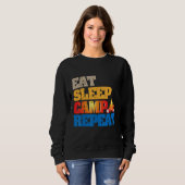 Happy Eat Sleep Camp Herhaal Bootcamp Camping Summ Trui (Voorkant volledig)