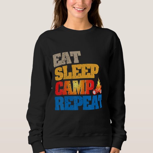Happy Eat Sleep Camp Herhaal Bootcamp Camping Summ Trui (Voorkant)